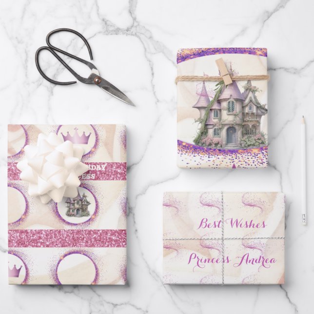 Feuille De Papier Cadeau Fairy Tale Princess Anniversaire (Recto)