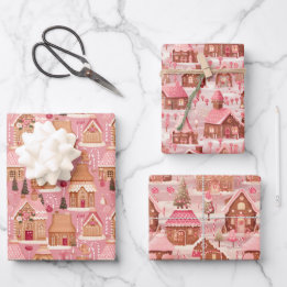 Feuille De Papier Cadeau Fairycore Pink Scènes de Noël Coordination
