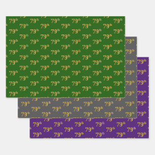 Feuille De Papier Cadeau Fancy Green, Grey, Purple, Faux Gold 79th Event #