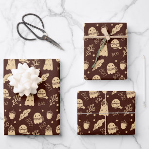Feuille De Papier Cadeau Fantômes Éffrayants automne confortables