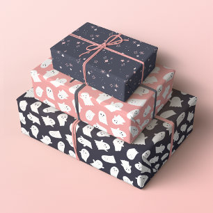 Feuille De Papier Cadeau Fantômes et Motifs d'Halloween