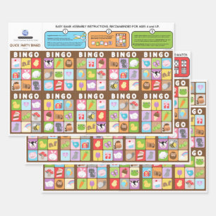 Feuille De Papier Cadeau Farm Friends BINGO Jeu d'anniversaire ou