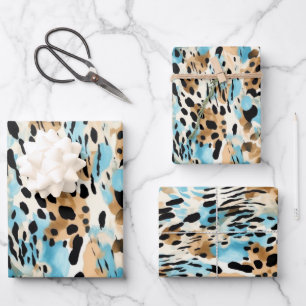 Feuille De Papier Cadeau Faune Safari Fourrures Prints Motif Jungle Exotiqu