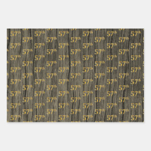 Feuille De Papier Cadeau Faux Bois Rustique, Elégant Faux Gold "57e"