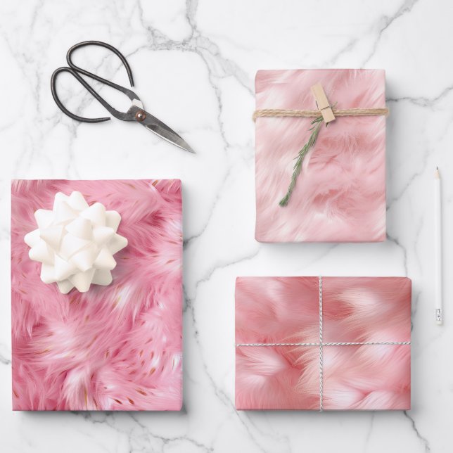 Feuille De Papier Cadeau Faux Faux Rose (Recto)