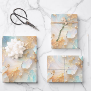 Feuille De Papier Cadeau Faux Holographique Opal Moonstone Gold Butterfly