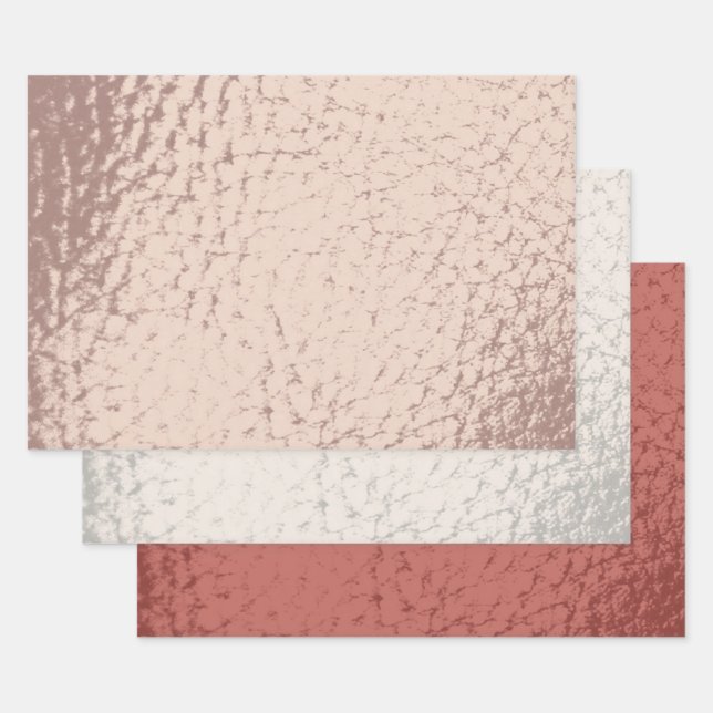 Feuille De Papier Cadeau Faux Leather Mix design - Rose (Lot)