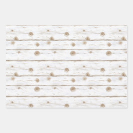 Feuille De Papier Cadeau Faux White Wood Starfish Christmas 