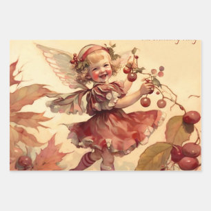 Feuille De Papier Cadeau Fée victorienne "Cranberry"