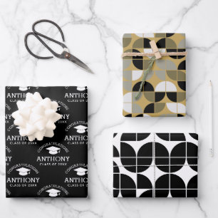 Feuille De Papier Cadeau Félicitations Diplômé Diplôme d'or noir