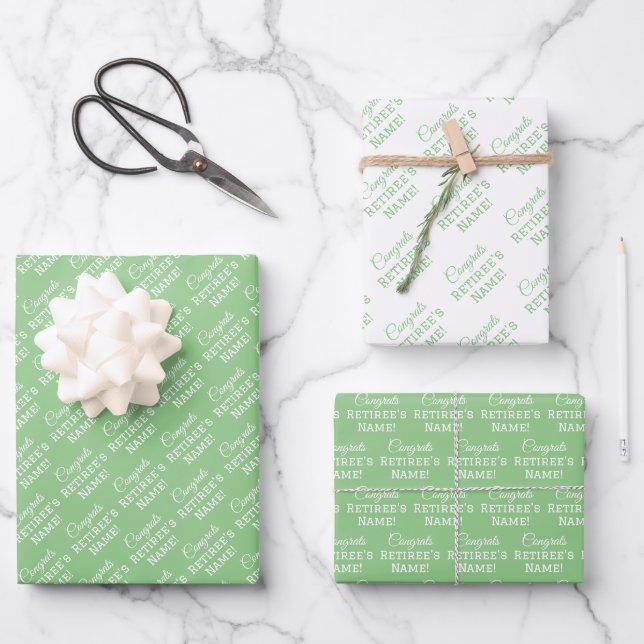 Feuille De Papier Cadeau Félicitations Personnalisées Retraite ! Blanc sur  (Recto)