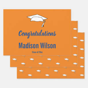Feuille De Papier Cadeau Félicitations pour la certification Orange personn