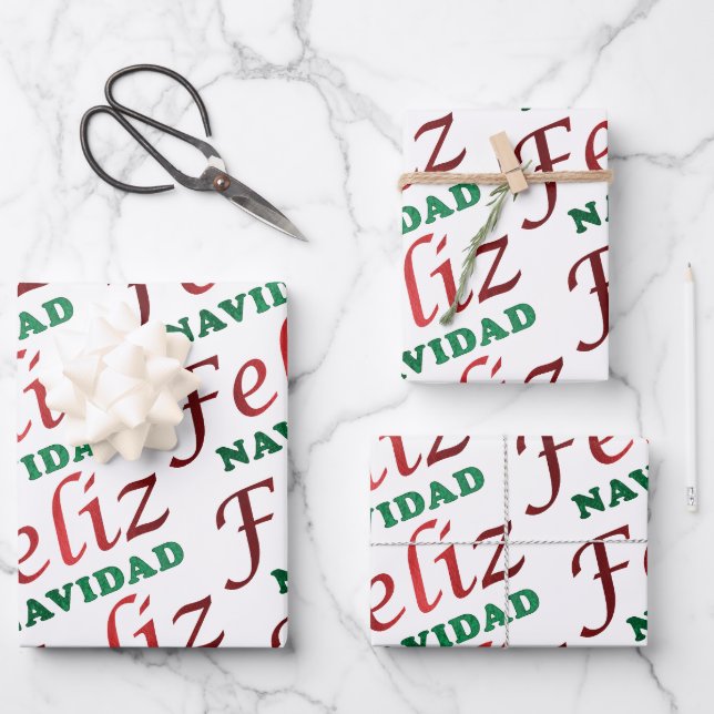 Feuille De Papier Cadeau Feliz Navidad (Recto)