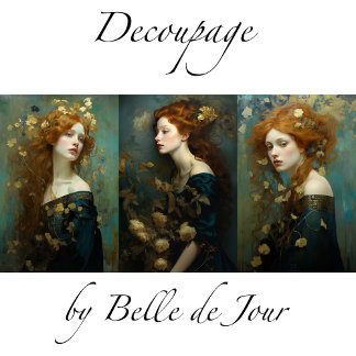 Feuille De Papier Cadeau Female portrait Art nouveau gold accents decoupage
