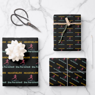 Feuille De Papier Cadeau Feminist Runner Néanmoins Elle A Persisté