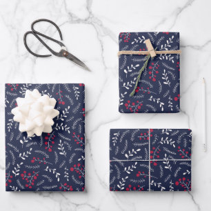 Feuille De Papier Cadeau Ferme campagne marine bleu feuillage motif mignon