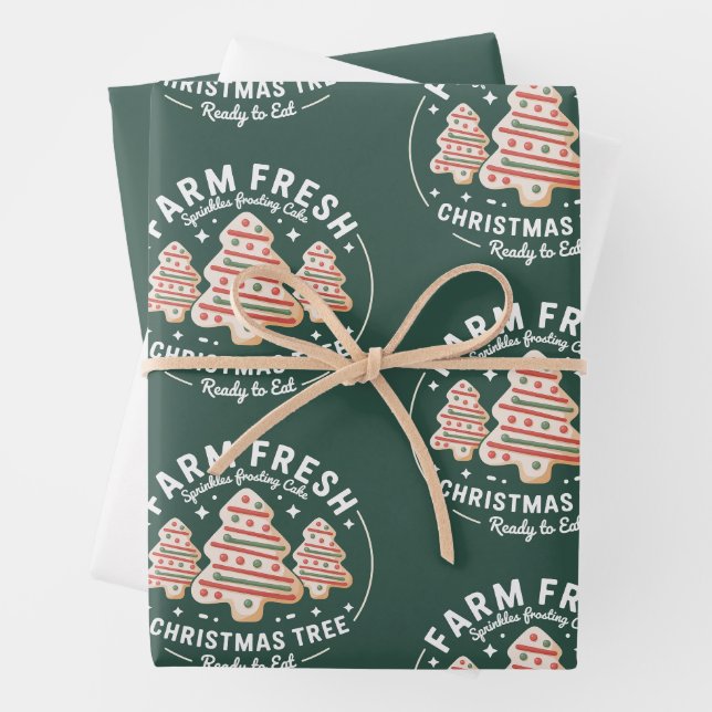 Feuille De Papier Cadeau Ferme Fraîche de Noël Gâteau de Noël Fêtes (En situation)
