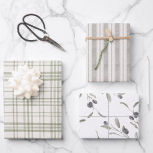 Feuille De Papier Cadeau Ferme moderne Sage Vert Noël