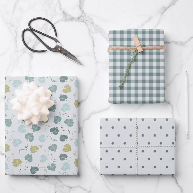 Feuille De Papier Cadeau Ferme moderne verte (Recto)