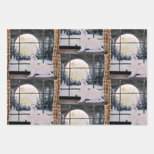 Feuille De Papier Cadeau Ferret Noël de l'art original (Devant)