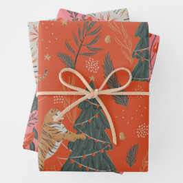 Feuille De Papier Cadeau Festif Cheetah rose Gem Tone