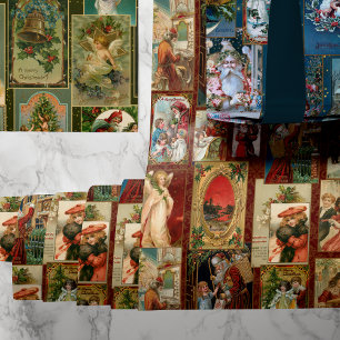 Feuille De Papier Cadeau Festif Colorful Vintage - Collage de la carte de N