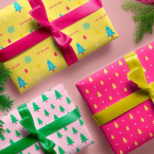 Feuille De Papier Cadeau Festif et amusant néon brillant arbre de Noël colo