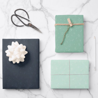 Feuille De Papier Cadeau festif étoilé bleu marine, turquoise, bleu pastel