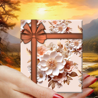 Feuille De Papier Cadeau Festif Floral Design