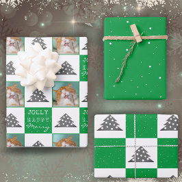 Feuille De Papier Cadeau Festif Green Pet Photo Arbre de Noël