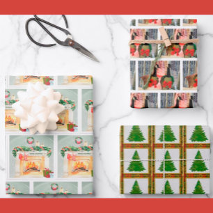 Feuille De Papier Cadeau Festif hivernal Festif Fête de la cheminée