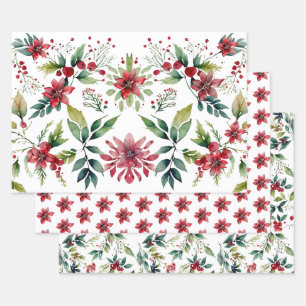 Feuille De Papier Cadeau Festif moderne Noël Botanique