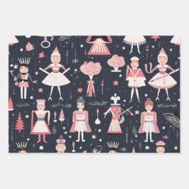 Feuille De Papier Cadeau Festif Noël Nutcracker Thème Motif