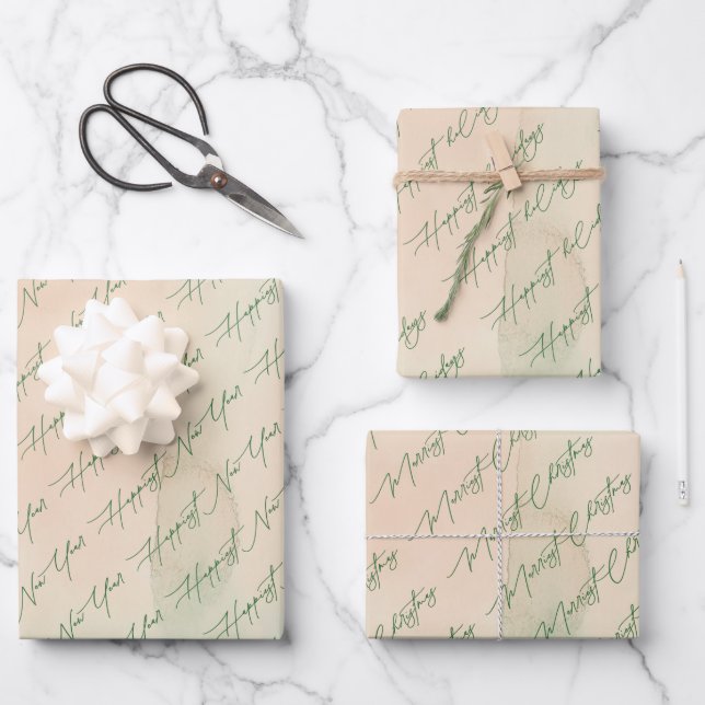 Feuille De Papier Cadeau Festif Noël voeux vacances (Recto)