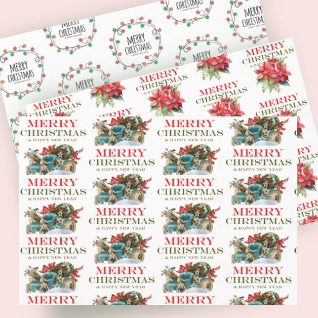 Feuille De Papier Cadeau Festivals Lumières Rouge Poinsettia Floral Pattern (Festive Lights Red Poinsettia Floral Pattern Gift Wrapping Paper Sheets)