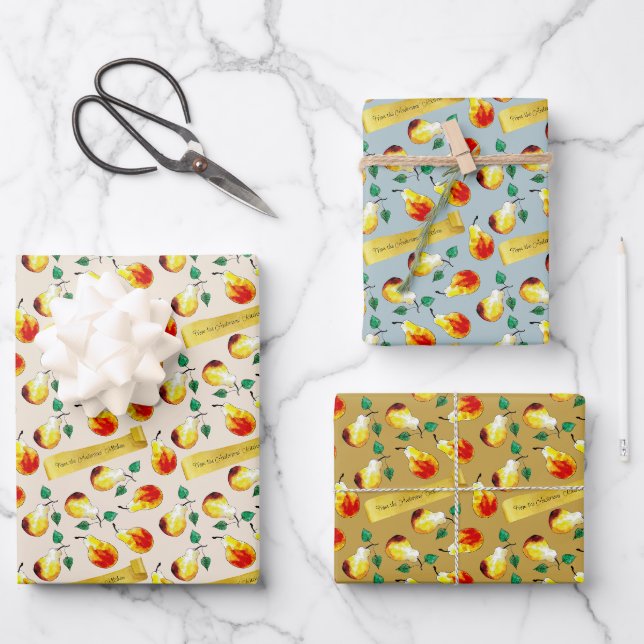 Feuille De Papier Cadeau Festive Farmhouse Pears Boho Christmas Kitchen (Recto)