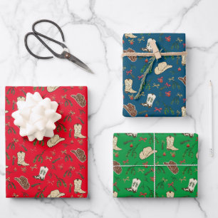 Feuille De Papier Cadeau Festive Holiday Cowboy Rodeo Motif