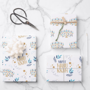 Feuille De Papier Cadeau Festive Menorah Hanoukka