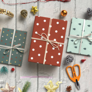 Feuille De Papier Cadeau Festive Noël Abstrait jeu de 3