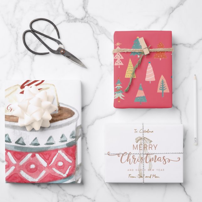 Feuille De Papier Cadeau Festive Personalized Hot Cocoa Christmas  (Recto)