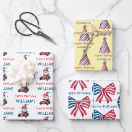 Feuille De Papier Cadeau Festive Red White Blue Party