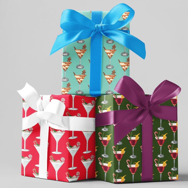 Feuille De Papier Cadeau Festive Vacances Cocktail Fête Noël Boissons (Créateur téléchargé)