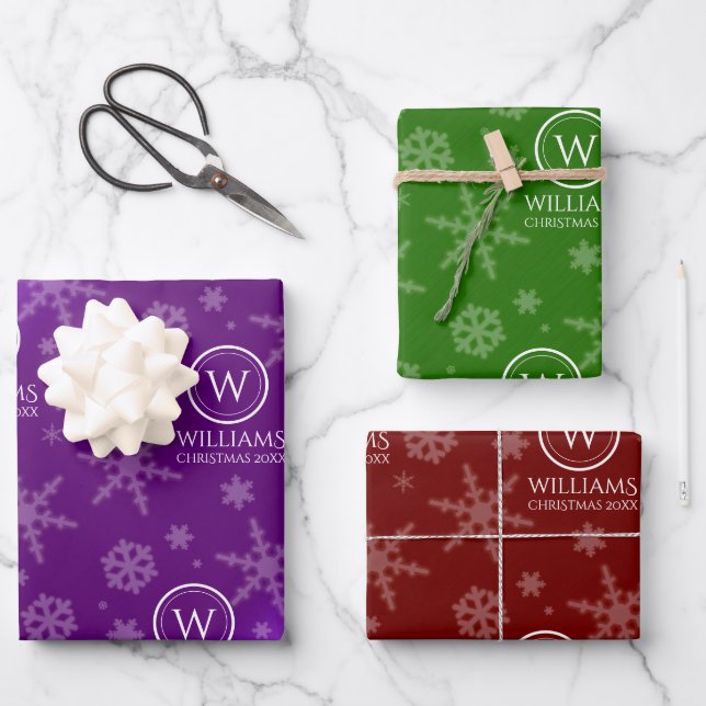 Feuille De Papier Cadeau Festive Violet Rouge Vert Pneus (Recto)