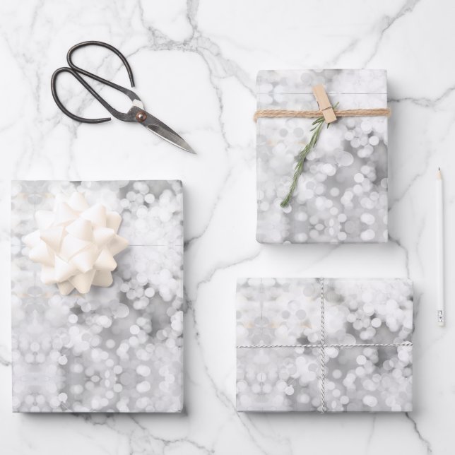 Feuille De Papier Cadeau Fête blanche étincelle de Noël (Recto)