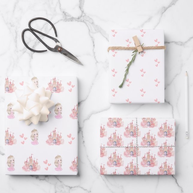Feuille De Papier Cadeau Fête d'anniversaire de la princesse (Recto)
