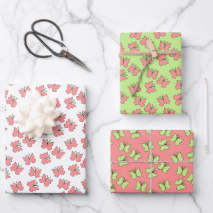 Feuille De Papier Cadeau Fête d'anniversaire des papillons