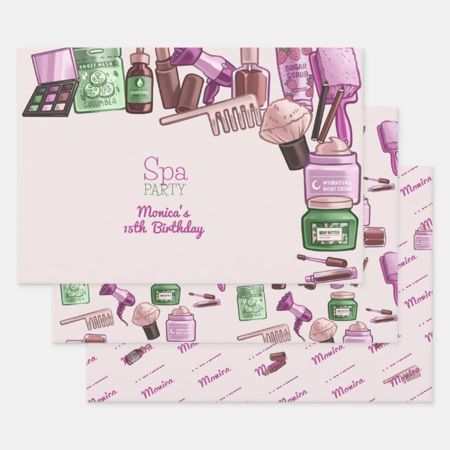 Feuille De Papier Cadeau Fête d'anniversaire spa de beauté (Lot)