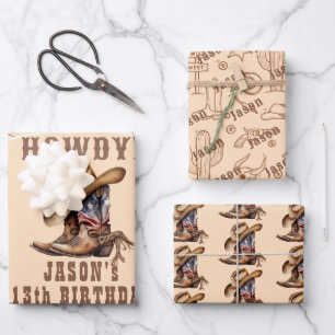 Feuille De Papier Cadeau Fête de cowboy Wild West