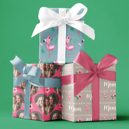 Feuille De Papier Cadeau Fête de la Saint-Valentin Flamant rose enveloppeme