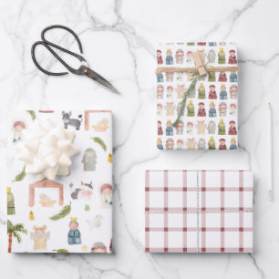 Feuille De Papier Cadeau Fête de Noël de la Nativité